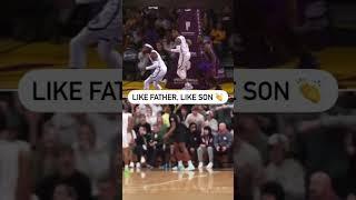 Bronny James with Lebron James signature block like father like son