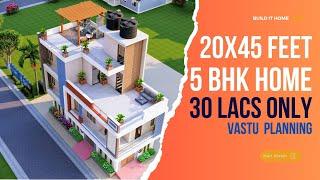 20*45 West facing house plan ! 20x45 3d house plan ! 100 Gaj ka Naksha! #homedesign  - 230
