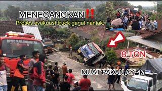 EVAKUASI SANGAT SULIT!! akibat belum tau jalan,truck gagal nanjak,bermuatan 8 TON pakan ayam.