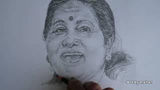 K.P.A.C Lalitha's Portrait in Pencil: Artistic Process Revealed