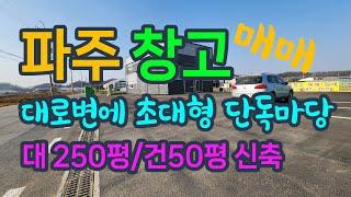 파주 소형 단독 신축창고 대250평/건50평 매매 대로변 대형마당 75,000만원