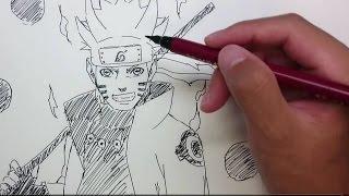NARUTO　１５分でナルト（六道仙人モード）描いてみた Speed drawing Naruto (Sage of The Six Paths)