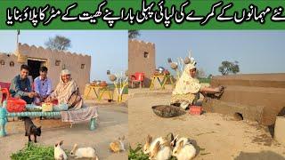 | Naye Mehmano Ke Kamre Ki Lipaye Pehli Bar Apne Khet Ke Mutter Ka Pulaou Banaya | Village Mud Work