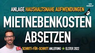 Mietnebenkosten absetzen: Anlage Haushaltsnahe Aufwendungen 2022  Elster Tutorial