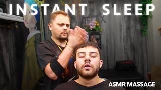 INSTANT SLEEP | ASMR SLEEP MASSAGE IN A Real BARBER SHOP (asmr head massage)