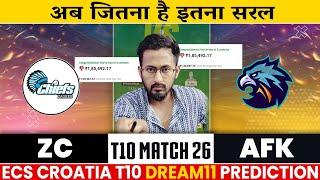 ZC VS AFK Dream11 Prediction | Zc VS Afk | ZC VS AFK ECS Croatia T10 14/09