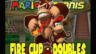 Mario Power Tennis (GCN) - Fire Cup (Doubles) - Donkey Kong and Diddy Kong