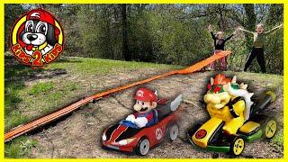 Kids Build Longest OUTDOOR Hot Wheels MARIO KART RACE!