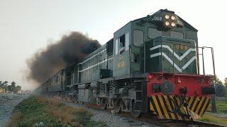 Heavy Black and Thick Smoke Exit by HBU 20 8068 Locomotive||With Mehar Express||From Sanawan