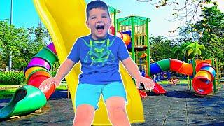 Caleb GOES to BEST PLAYGROUND PARKS EVER! OVER 1 HOUR of Kids Playing Outside at the PARK Splashpad!