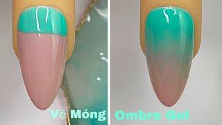 Green & Nude Ombre Gel Nails Art For Beginner Vẽ Ombre Gel New Nails Design  New Nails