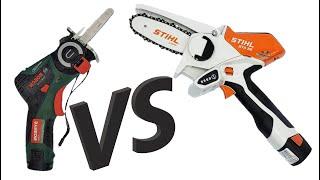 Mini Battery Powered Chainsaw STIHL GTA 26 VS Bosch EasyCUT 12 Li