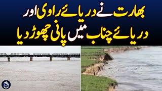 India releases water into Ravi and Chenab rivers - Aaj News