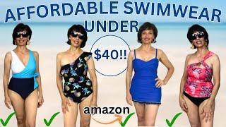 BEST AFFORDABLE FLATTERING SWIMWEAR FOR WOMEN OVER 50 | AMAZON SWIMSUIT HAUL 2023  - ALL UNDER $40!!