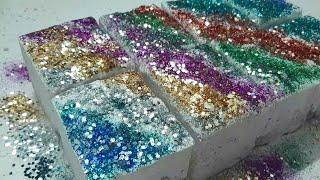 8 Blocks AV Gym Chalk Blocks Glitter Crunch Collab w/ @Messy Jessy ASMR  #gymchalk #gymchalkblocks