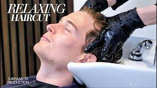 Relaxing haircut ‍️ASMR ‍️shampoo 🫧 scissor️ clipperblow-dry  hairstyling