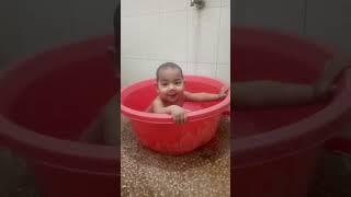 My son Yoav bathing in the tub last morning 