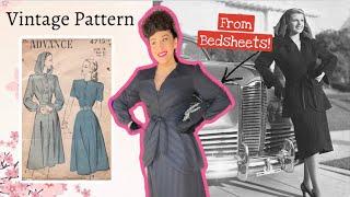 Made This Out Of BEDSHEETS! 1940s Suit Vintage Sewing Project