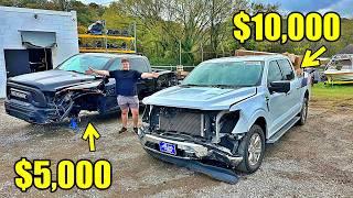 We BOUGHT 2 More WRECKED TRUCKS AT THE SALVAGE AUCTION!! WHICH IS BETTER?