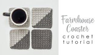 Farmhouse Coaster Crochet Tutorial - Easy Crochet Coaster Pattern - How to Crochet a Coaster