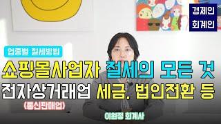 쇼핑몰 사업자 절세의 모든것 : 전자상거래업(통신판매업) 세금, 법인전환 등 ; 이원정 회계사