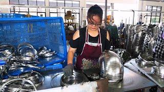 Witnessing the Process of Manufacturing Stainless Steel Pot in a Chinese Factory