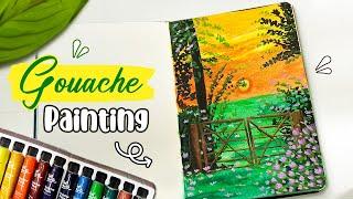 Sunset Painting Tutorial | Gouache & Watercolour Painting | Step by Step For Beginners #art #paint