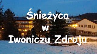 Iwonicz Zdrój. Niespodziewana śnieżyca. Załamanie pogody. Spacer po uzdrowisku. Podkarpackie.