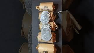 Ike dollars picked up at my regular bank. #crh #coincollection #coinhunting #coin #coinrolls