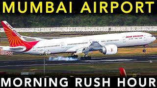 PLANE SPOTTING during MORNING RUSH HOUR at MUMBAI AIRPORT Landing & Takeoff