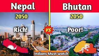 Nepal 2050 Vs Bhutan 2050 Comparison in Hindi-Bhutan vs Nepal Country comparison-2050 By Youthpahadi