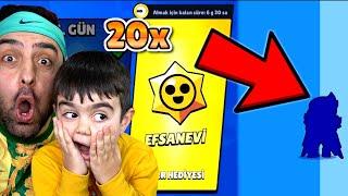 OĞLUM CİHANGİRLE 20 TANE ÜCRETSİZ EFSANEVİ STARR HEDİYESİ ! 4 KARAKTER ÇIKTII ! BRAWL STARS !