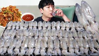 Raw baby squid!! The best drinking snack MUKBANG REALSOUND ASMR EATINGSHOW