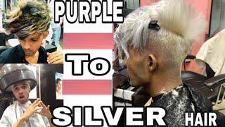 Best Hair Colour Change From Purple To Silver  || UMAN SAYYED