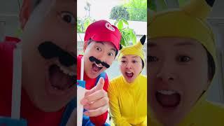 Pikachu and Mario Feed the Cutest Monkeys ️ #shorts