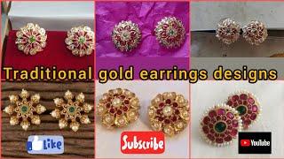 latest gold round earrings designs with weight  // earrings designs 22crt gold