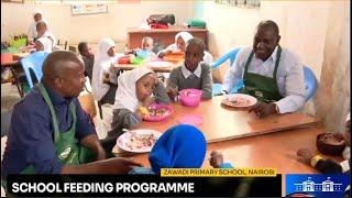 President Ruto & DP Kindiki taking lunch with Zawadi Primary school pupils during their visit!!