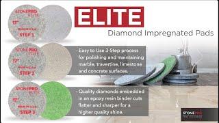 StonePro Elite Diamond Impregnated Pads - Easy 3 Step Process on Marble Floor Surface