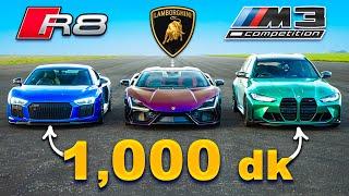 Lamborghini Revuelto v M3 Touring 1.000 dk v R8 1.000 dk: DRAG RACE