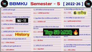 Bbmku mj 11 history important MCQ questions semester 5। Ameriki Kranti ke karnon ki vivechana Karen