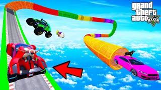 FRANKLIN TRIED IMPOSSIBLE LONGEST TUNNEL MEGA RAMP PARKOUR CHALLENGE GTA 5 | SHINCHAN and CHOP