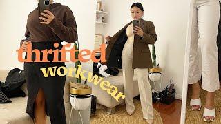 I thrifted my workwear | Corporate clothes, business casual attire, thrift with me + try on haul