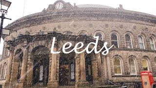 Heavy Snowfall Leeds City Centre Walking Tour (4K)