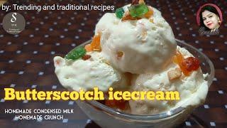 butterscotch ice cream | homemade eggless butterscotch icecream very easy method to make 