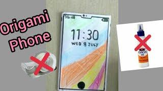 How To Make Paper Phone Origami( without glue) | phone for  playing | simple mobile phone