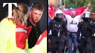 Football fans in violent clashes before England-Serbia match