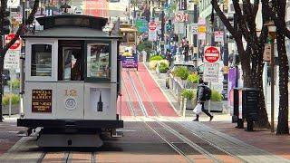 San Francisco Cable car to Market St - Front view ride