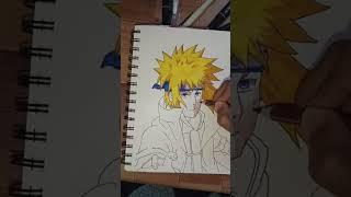 COLOUR SWAP|| Minato Uzumaki drawing || #anime #drawing #shorts #@Hitroart