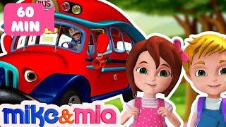 Wheels on the Bus | Red Bus Song | Nursery Rhymes Playlist for Children | Kids Songs by Mike and Mia