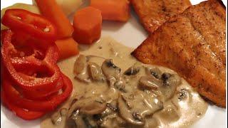 Salmon with mushroom sauce - casho fudud